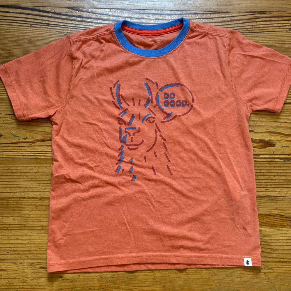 Cotopaxi orange llama Do Good graphic short sleeve‎ unisex kids shirt SIZE M